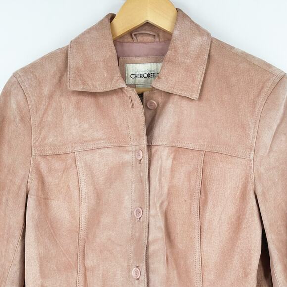 VTG Y2K Cherokee Womens Suede Shacket Jacket Small Retro Boho Unisex 90s Pink - Picture 2 of 11